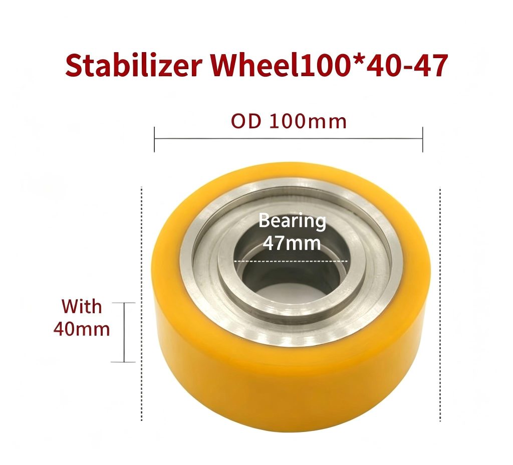 100 mm (3.94 in) × 40 mm (1.57 in) Polyurethane Stabilizer Caster Wheel for Electric Pallet Trucks