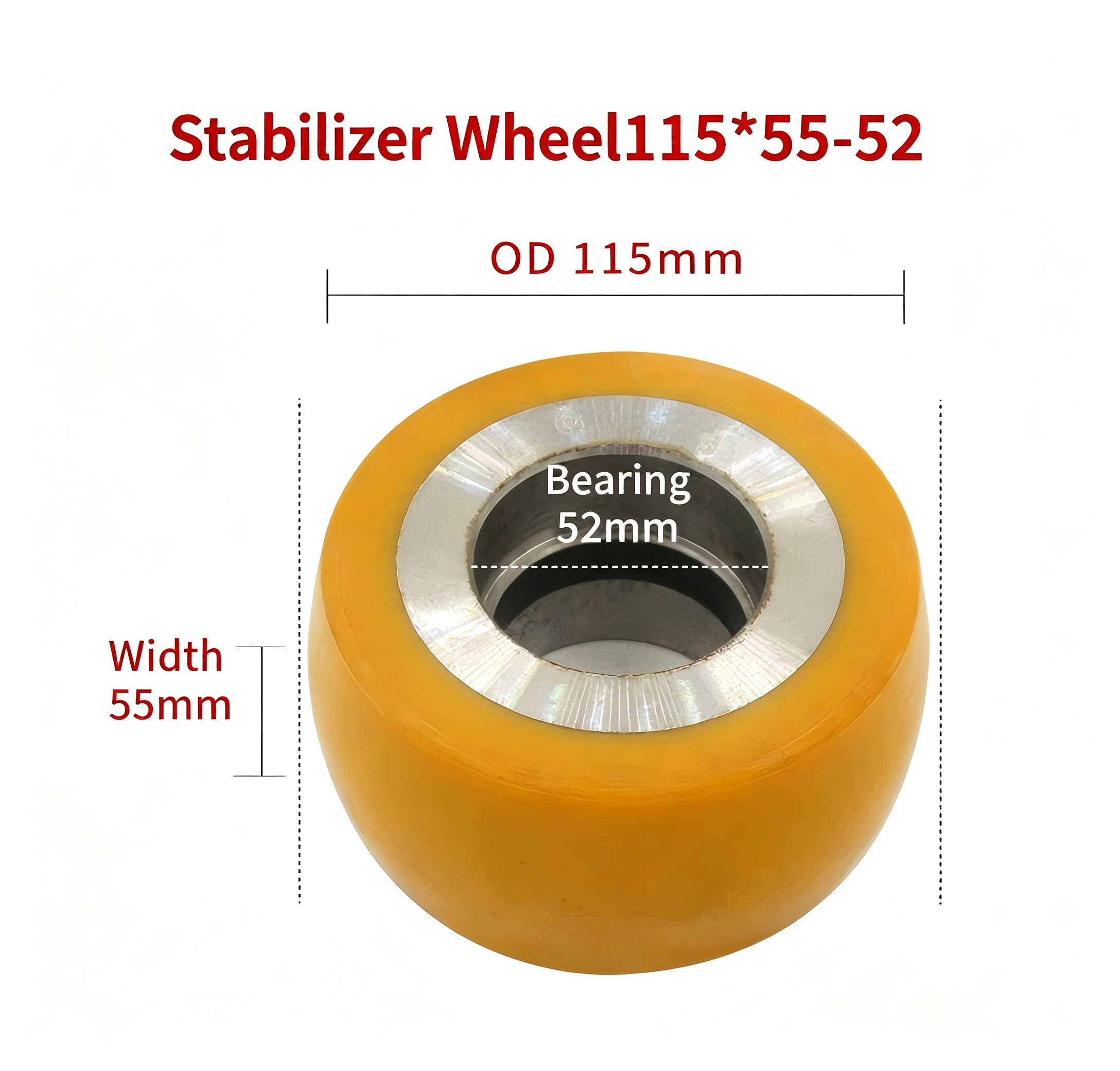 115 mm (4.53 in) × 55 mm (2.17 in) Polyurethane Stabilizer Caster Wheel for Electric Pallet Trucks