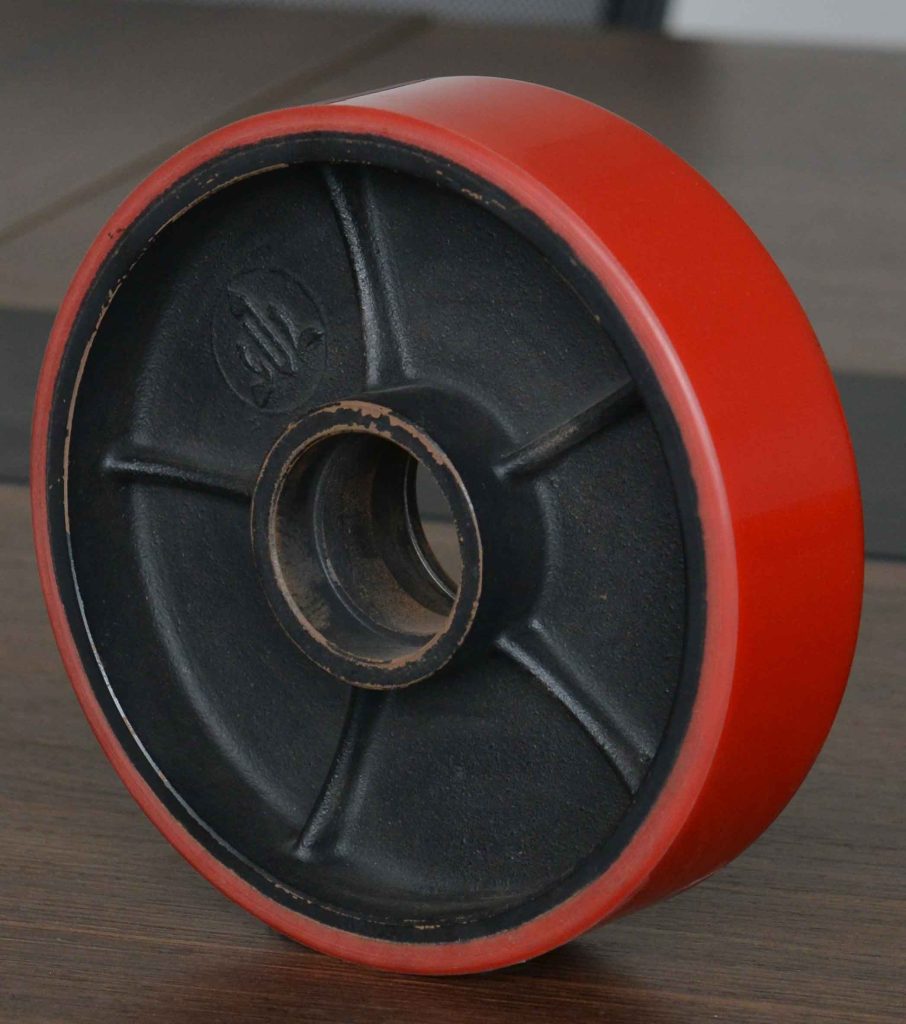 160 mm (6.3 in) × 50 mm (1.97 in) Polyurethane On Cast Iron Core Pallet Jack Steer Wheel