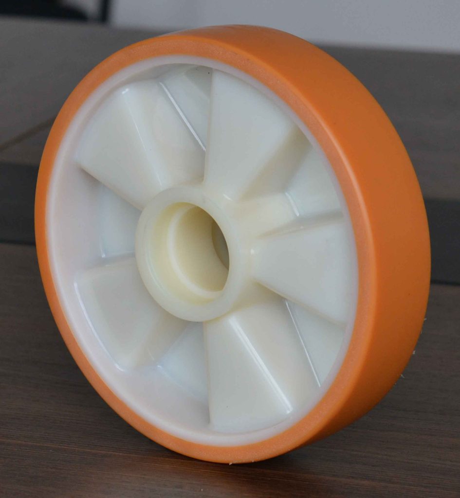 180 mm (7 in) × 50 mm (2 in) Polyurethane On Cast Nylon Core Pallet Jack Steer Wheel