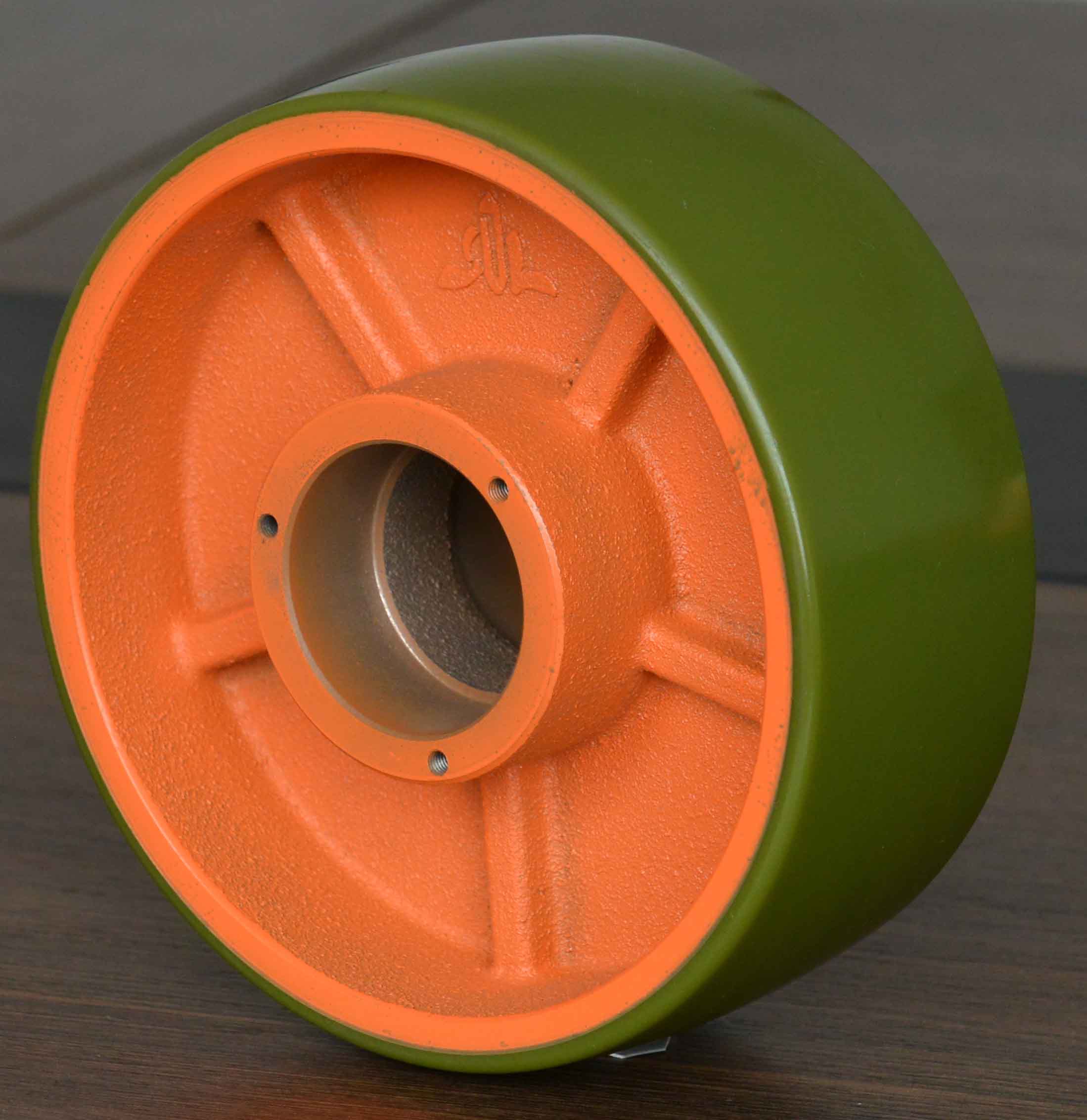 180 mm (7.09 in) × 70 mm (2.76 in) Polyurethane On Cast Iron Core Pallet Jack Steer Wheel