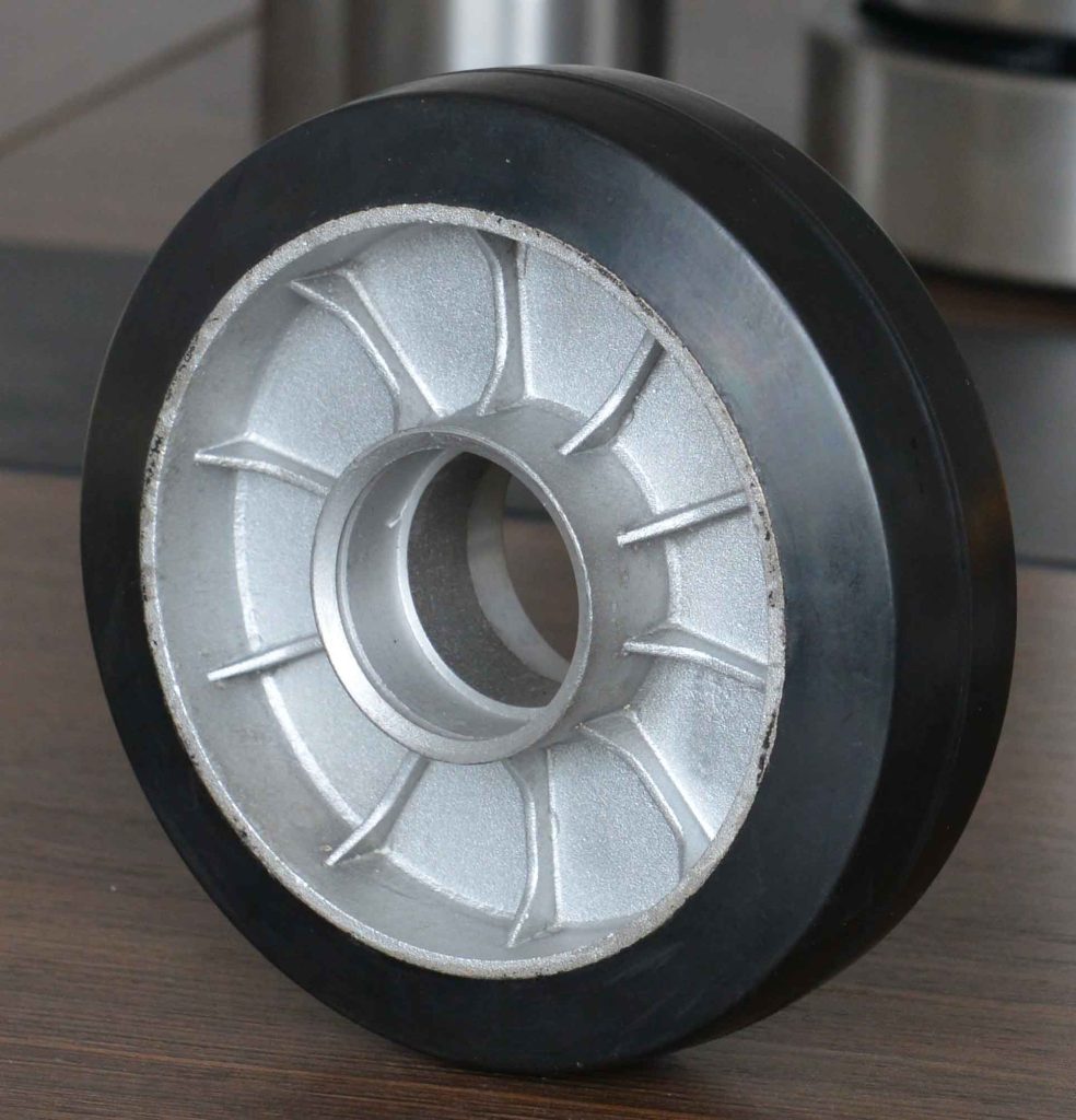 200 mm (8 in) × 50 mm (2 in) Rubber On Aluminum Core Pallet Jack Steer Wheel