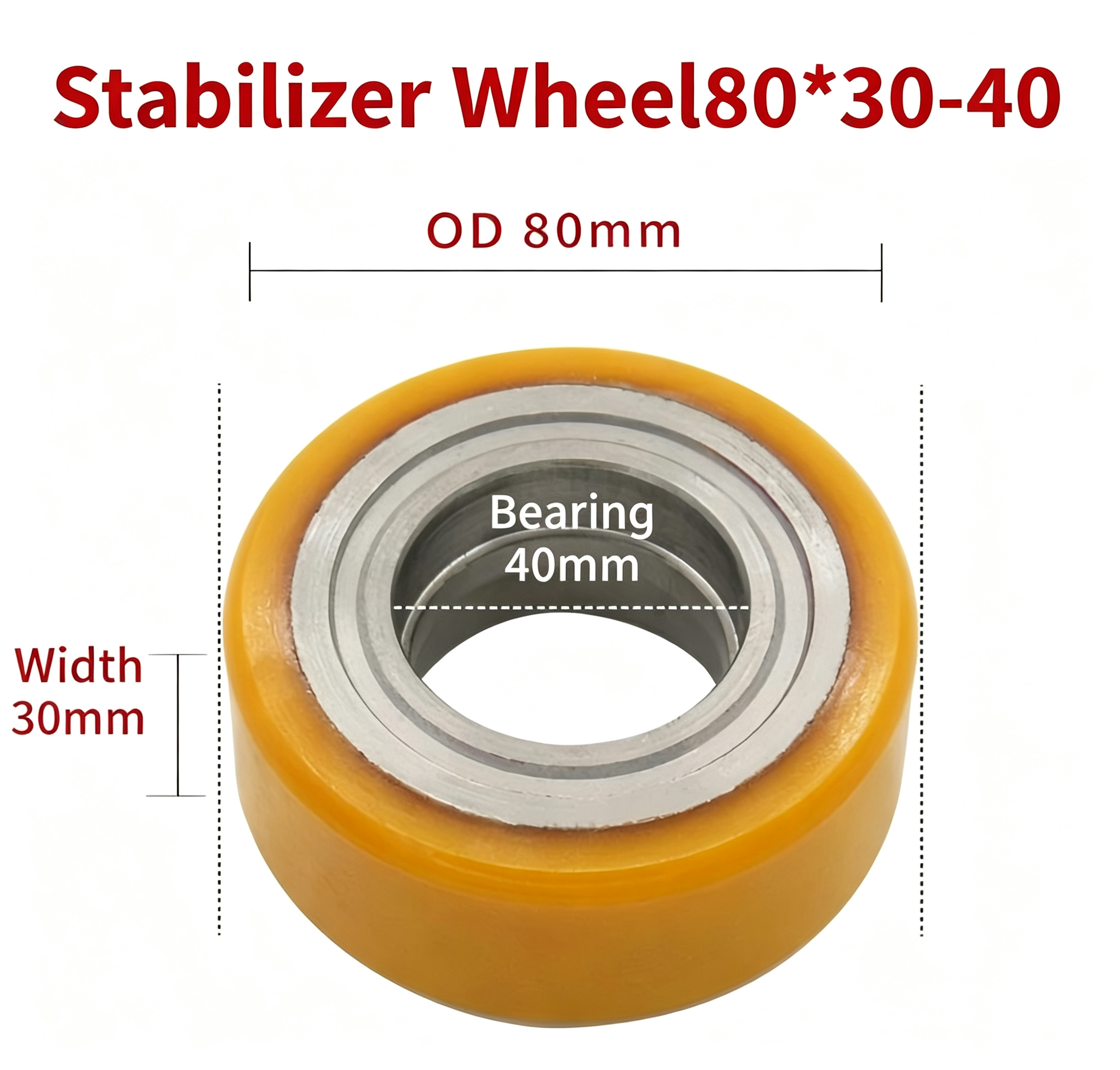80 mm (3.15 in) × 30 mm (1.18 in) Polyurethane Stabilizer Caster Wheel for Electric Pallet Trucks